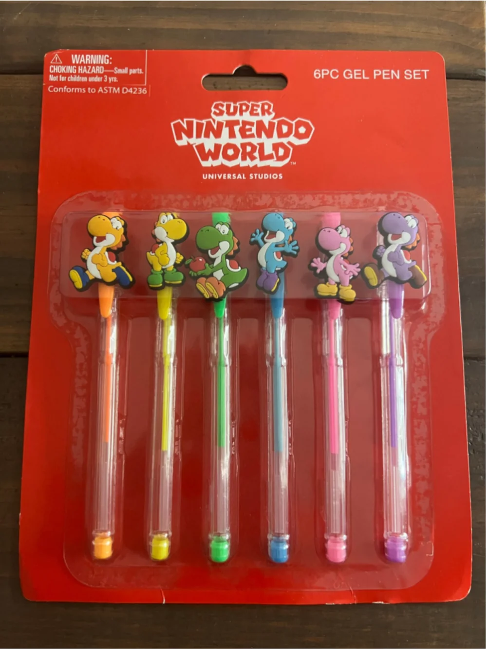 Super Nintendo World Yoshi Rainbow Gel Pen Set 6 Pack Universal Studios Sealed